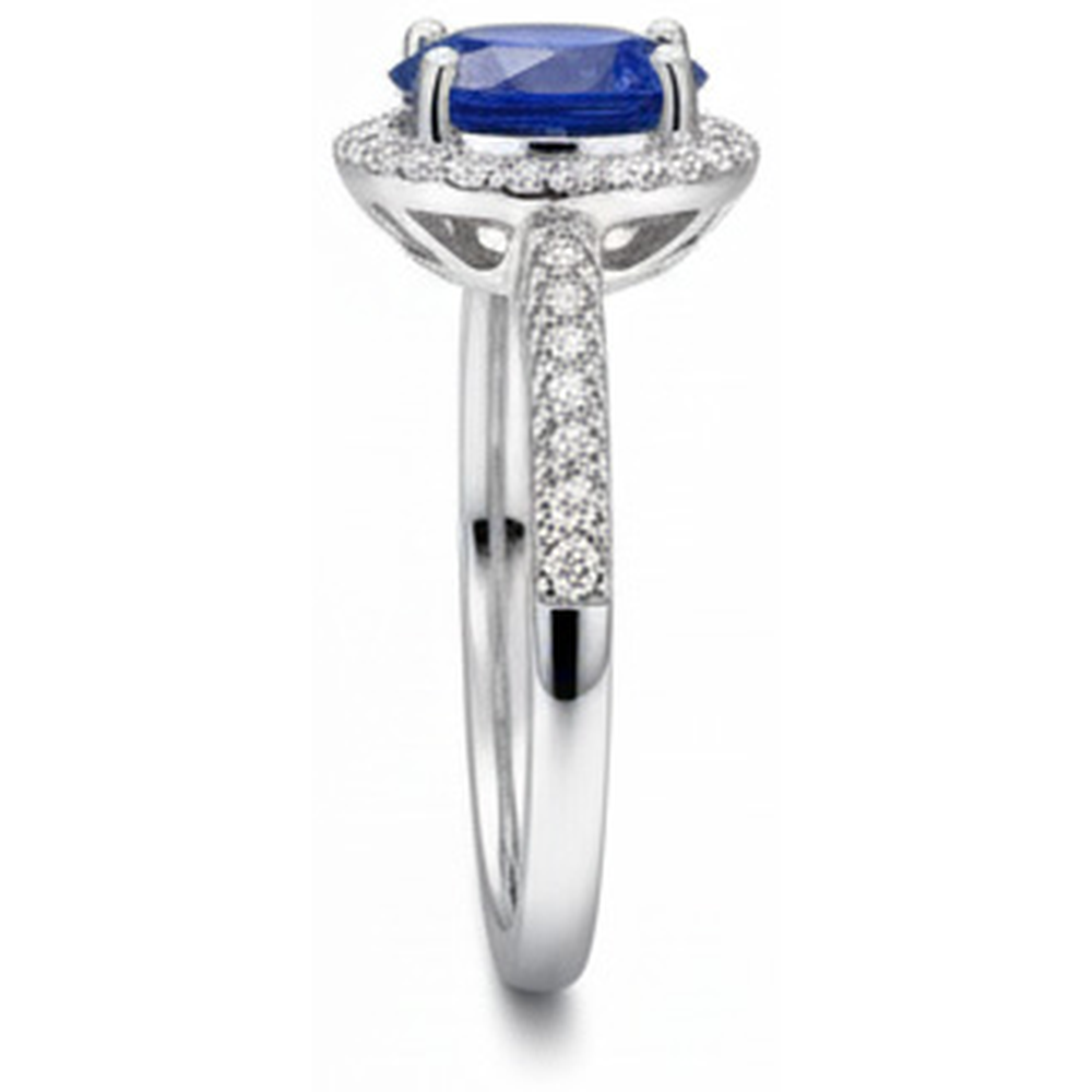 2.85 Karat Sri Lanka Saphir Aus der Erde Abgebauter Natürlicher Diamanten Ring Weißgold 14K