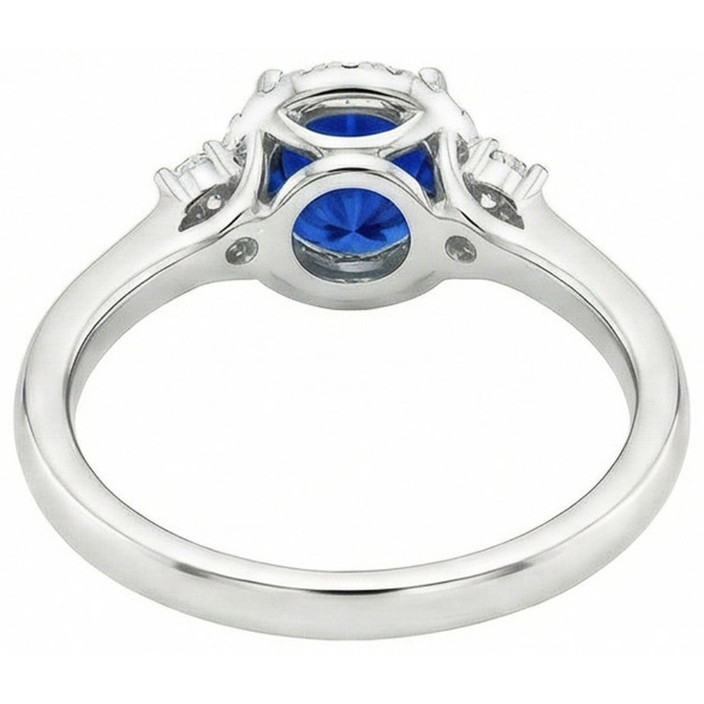 2.90 ct Solitaire mit Akzenten Ceylon Blue Saphir Aus der Erde Abgebauter Natürlicher Diamanten Ring