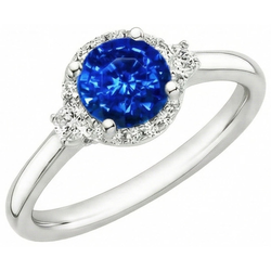 2.90 ct Solitaire mit Akzenten Ceylon Blue Saphir Aus der Erde Abgebauter Natürlicher Diamanten Ring