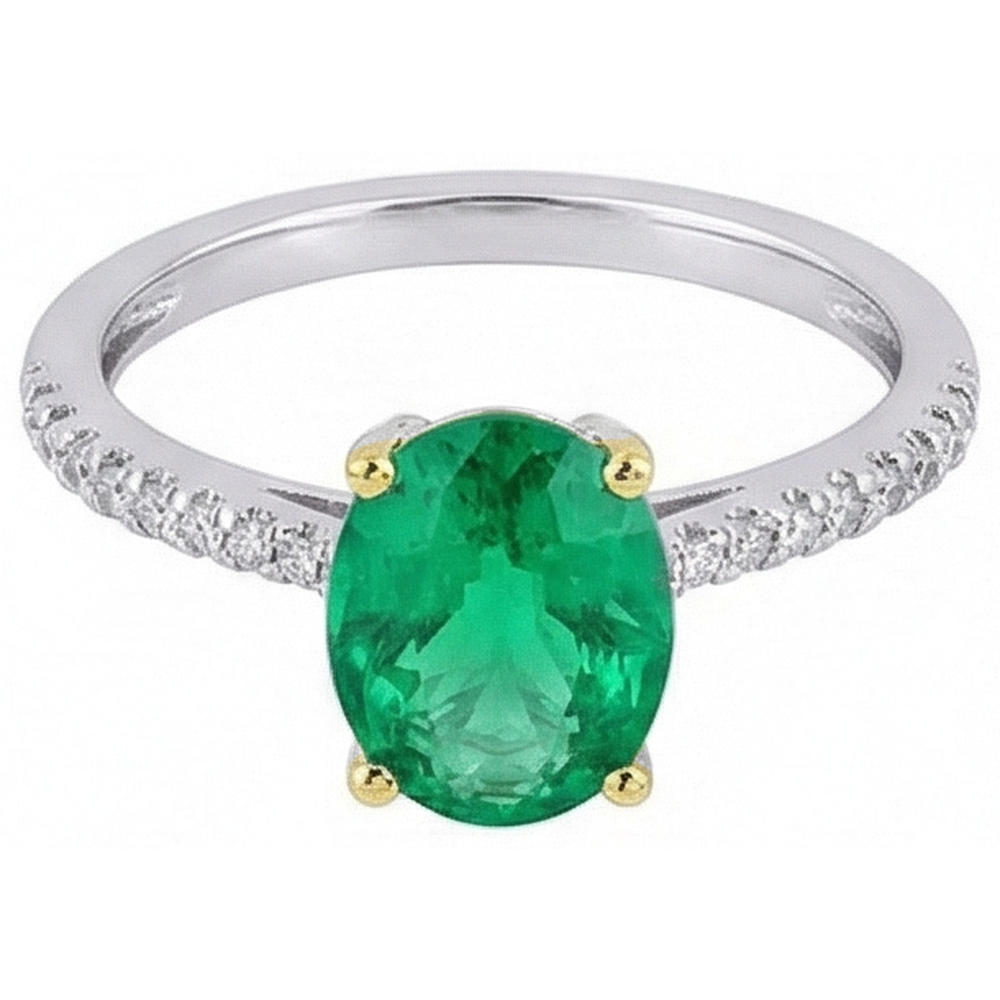 Schimmernder Edelstein-Ring 2 Karat – Schrägansicht