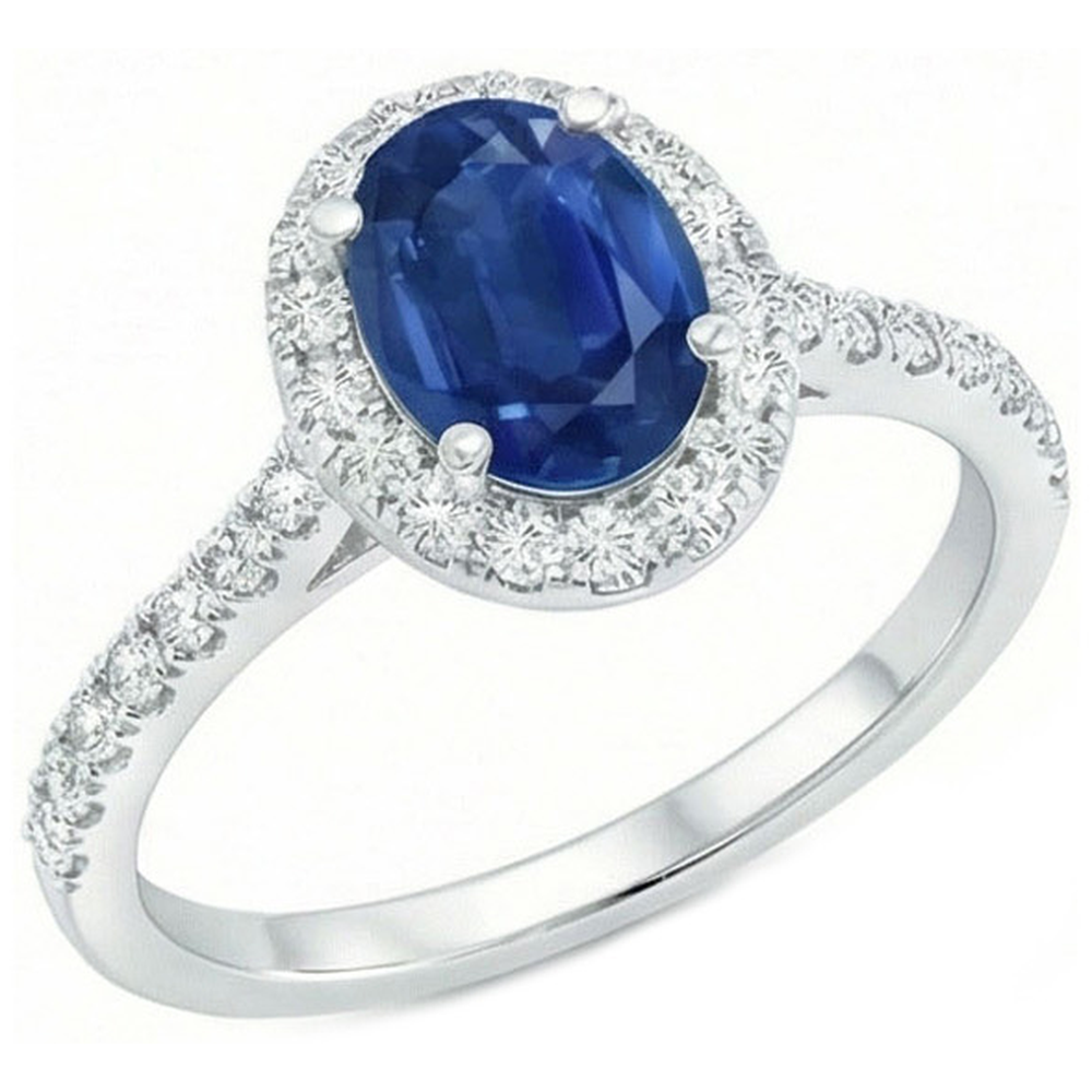 2 Carat blauer Saphir-Aus der Erde Abgebauter Natürlicher Diamantring