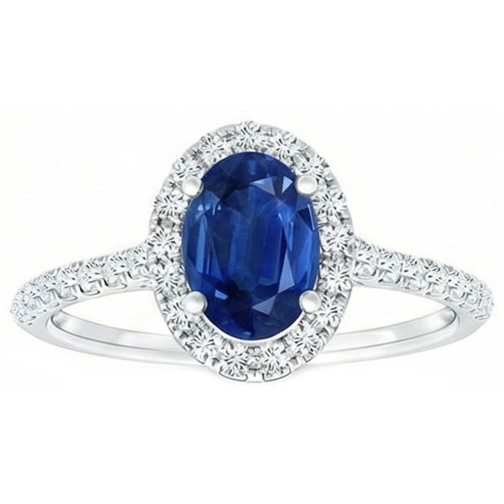 2 Carat blauer Saphir-Aus der Erde Abgebauter Natürlicher Diamantring