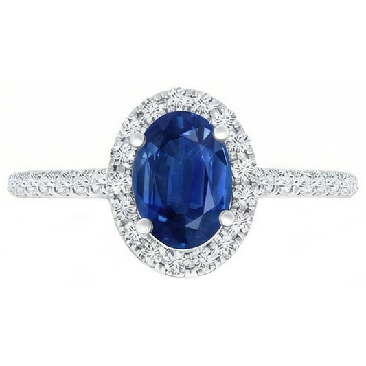2 Carat blauer Saphir-Aus der Erde Abgebauter Natürlicher Diamantring
