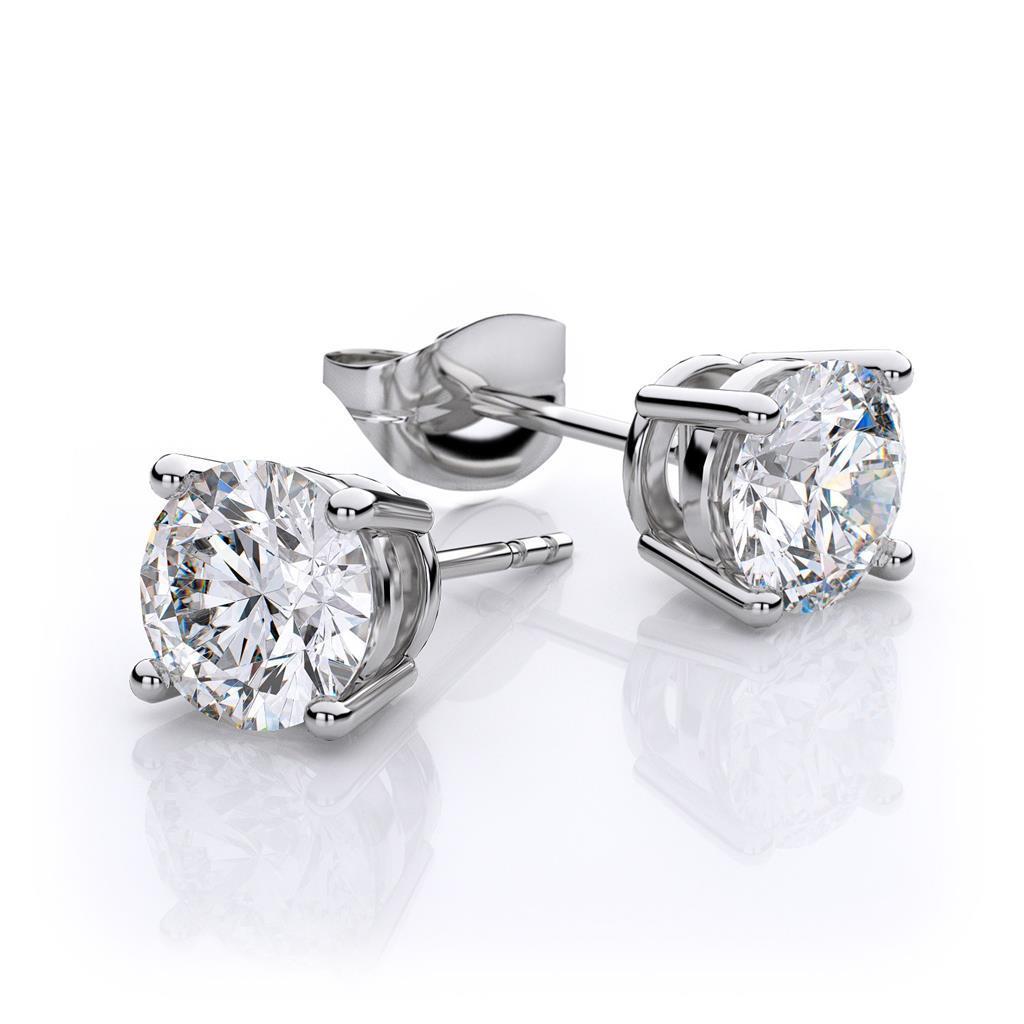 2 Carats Women Studs Earrings Runden Cut Echt Diamants
