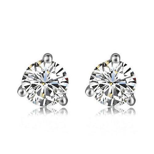 2 ct. sparkling runden stud diamant fine earring lady white gold