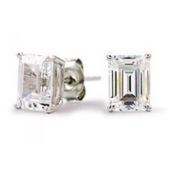 2 Ct Emerald Cut Solitaire Echt Diamant Stud Earring Solid White Gold