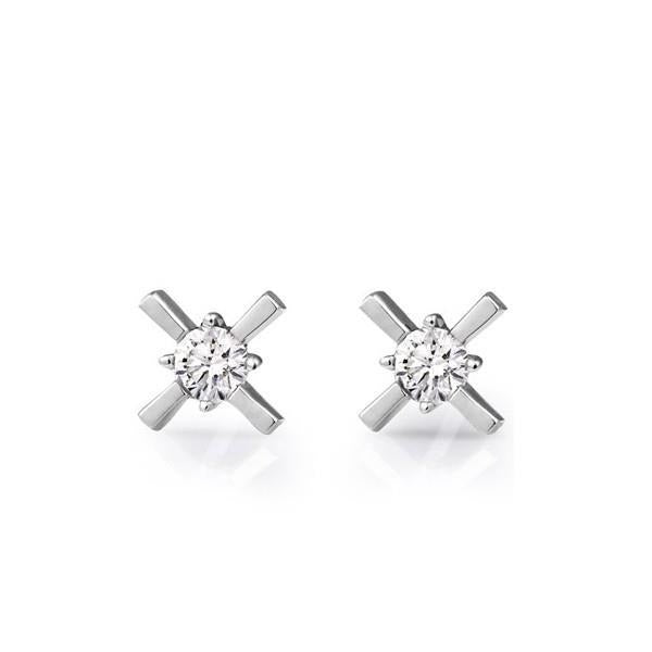 2 Ct Runden Cut Echt Diamants X And O Style Stud Earrings White Gold