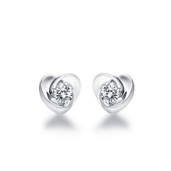 2 Ct Runden Echt Diamants Heart Shape Women Stud Earrings White Gold