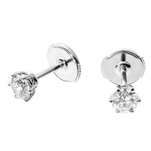 2 Ct Six Prong Set Runden Cut Echt Diamants Lady Studs Earring White Gold