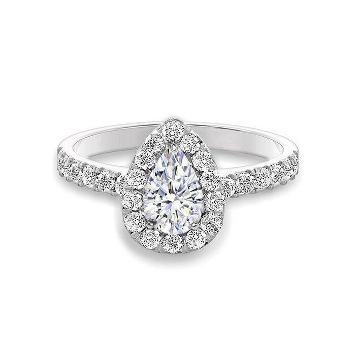 2 Ct. Pear Cut Echt DiamantHalo Engagement Ring White Gold 14K