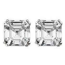 2 Karat Asscher Cut Echt Diamant Lady Ohrstecker Weißgold 14K