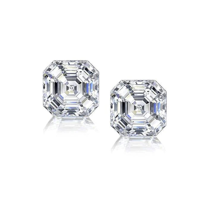 2 Karat Asscher Cut Echt Diamant Ohrstecker Massives Weißgold 14K