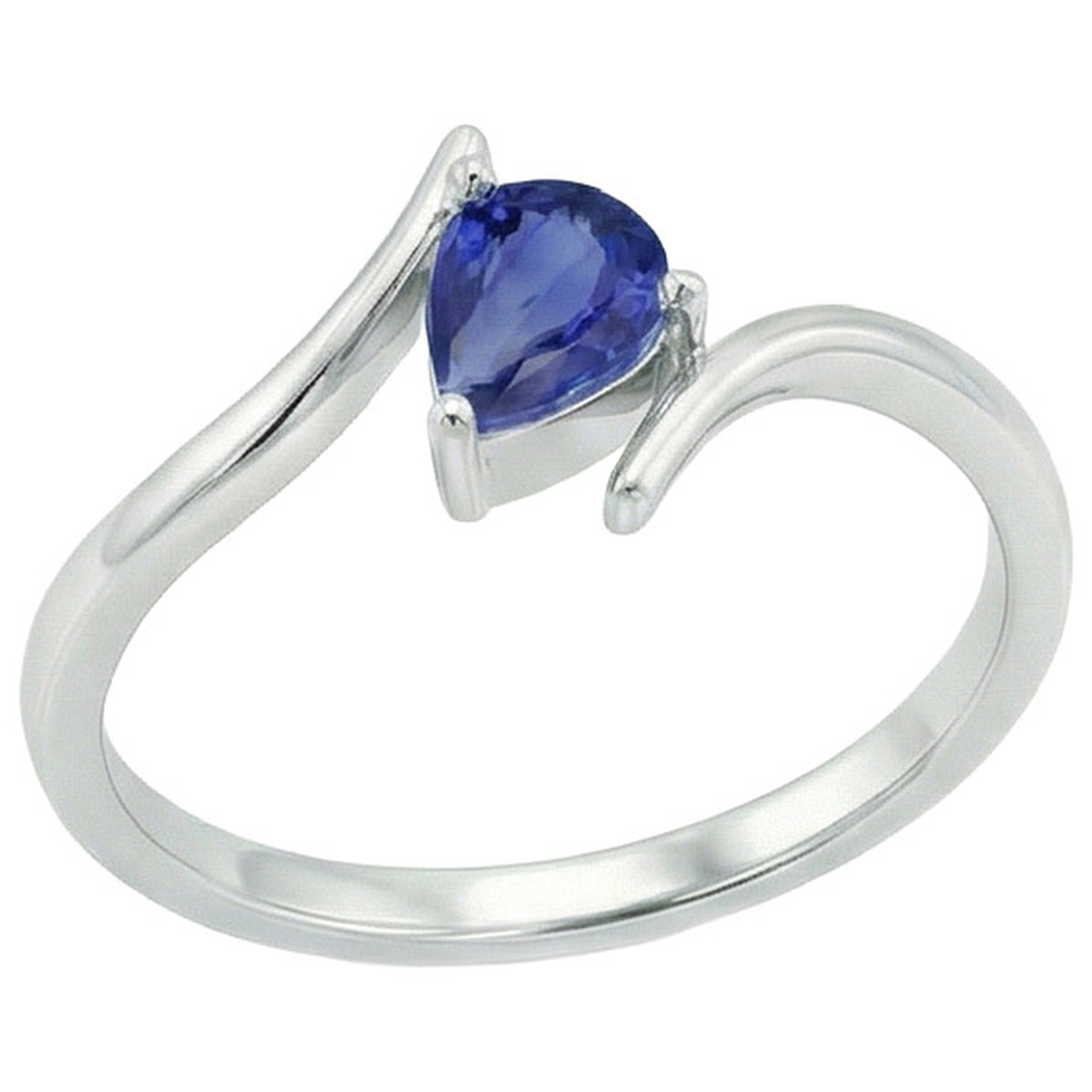 2 Karat Birne Solitär Weißgold Ring Ceylon Saphir Tension Style