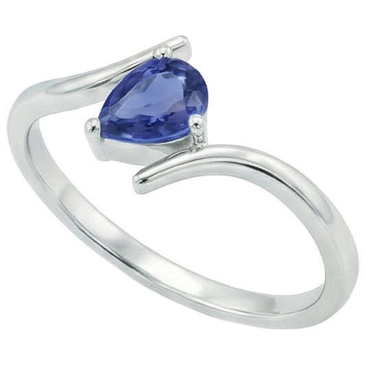 2 Karat Birne Solitär Weißgold Ring Ceylon Saphir Tension Style