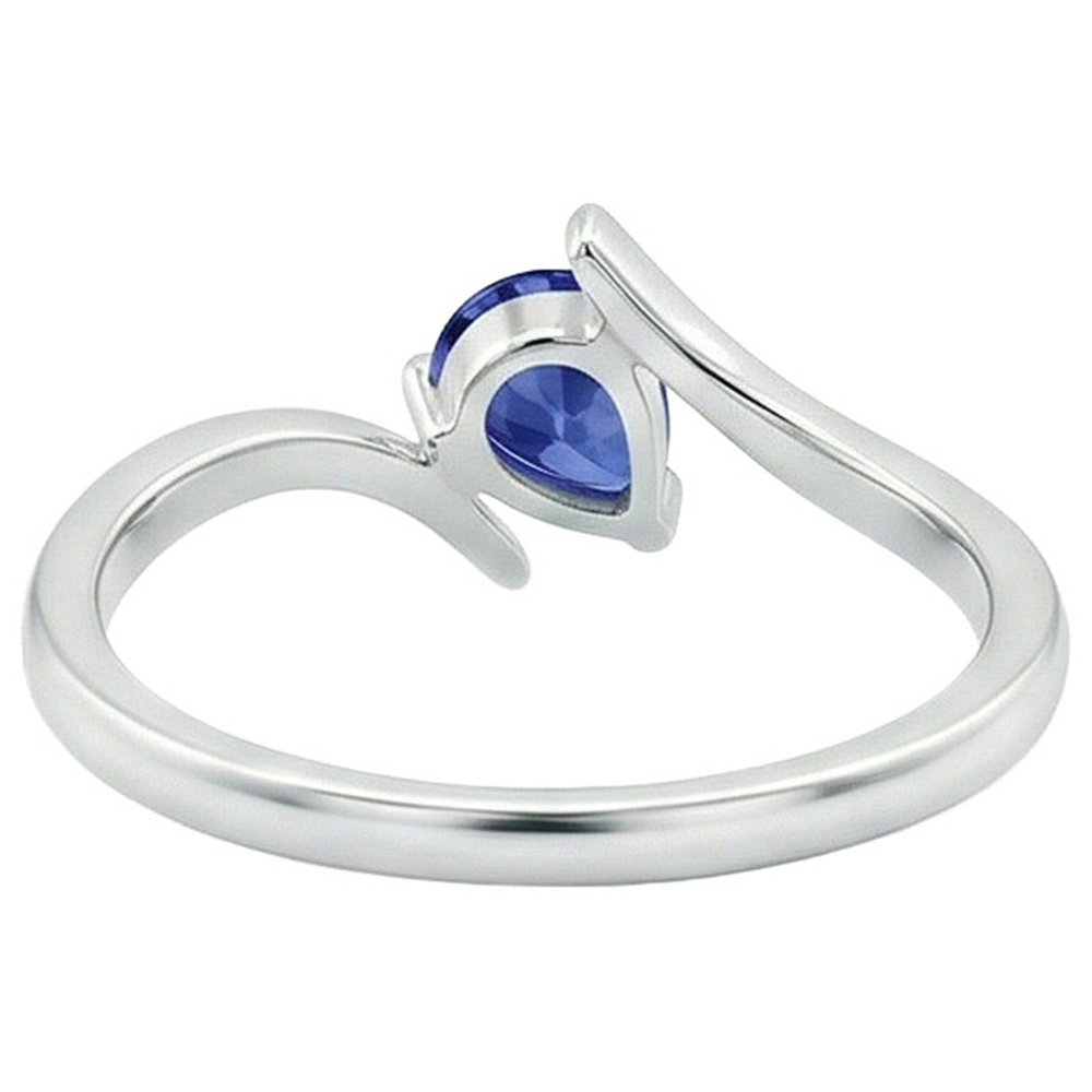 2 Karat Birne Solitär Weißgold Ring Ceylon Saphir Tension Style
