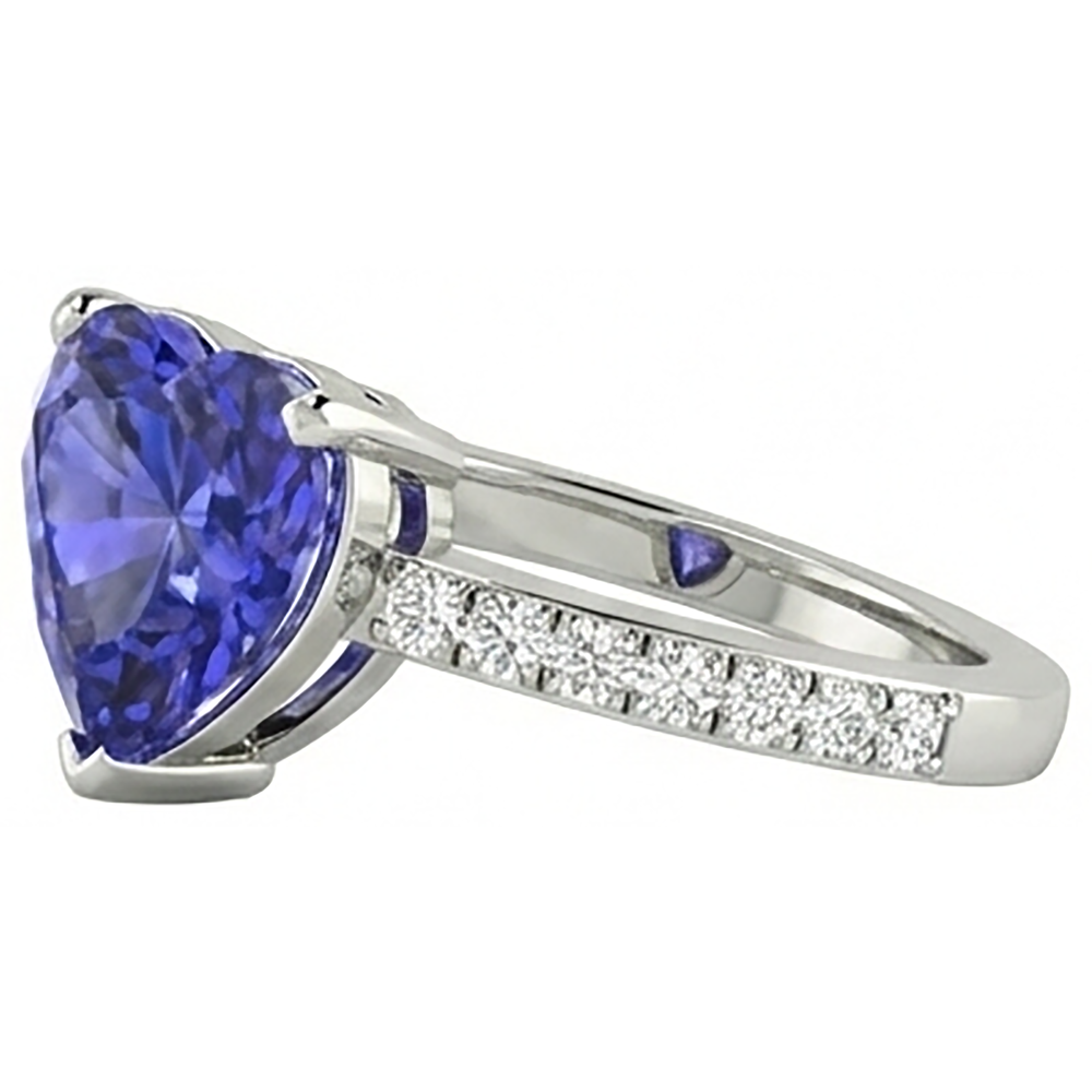 2 Karat Blauer Tansanit-Aus der Erde Abgebauter Natürlicher Diamant-Jubiläumsring im Herzschliff
