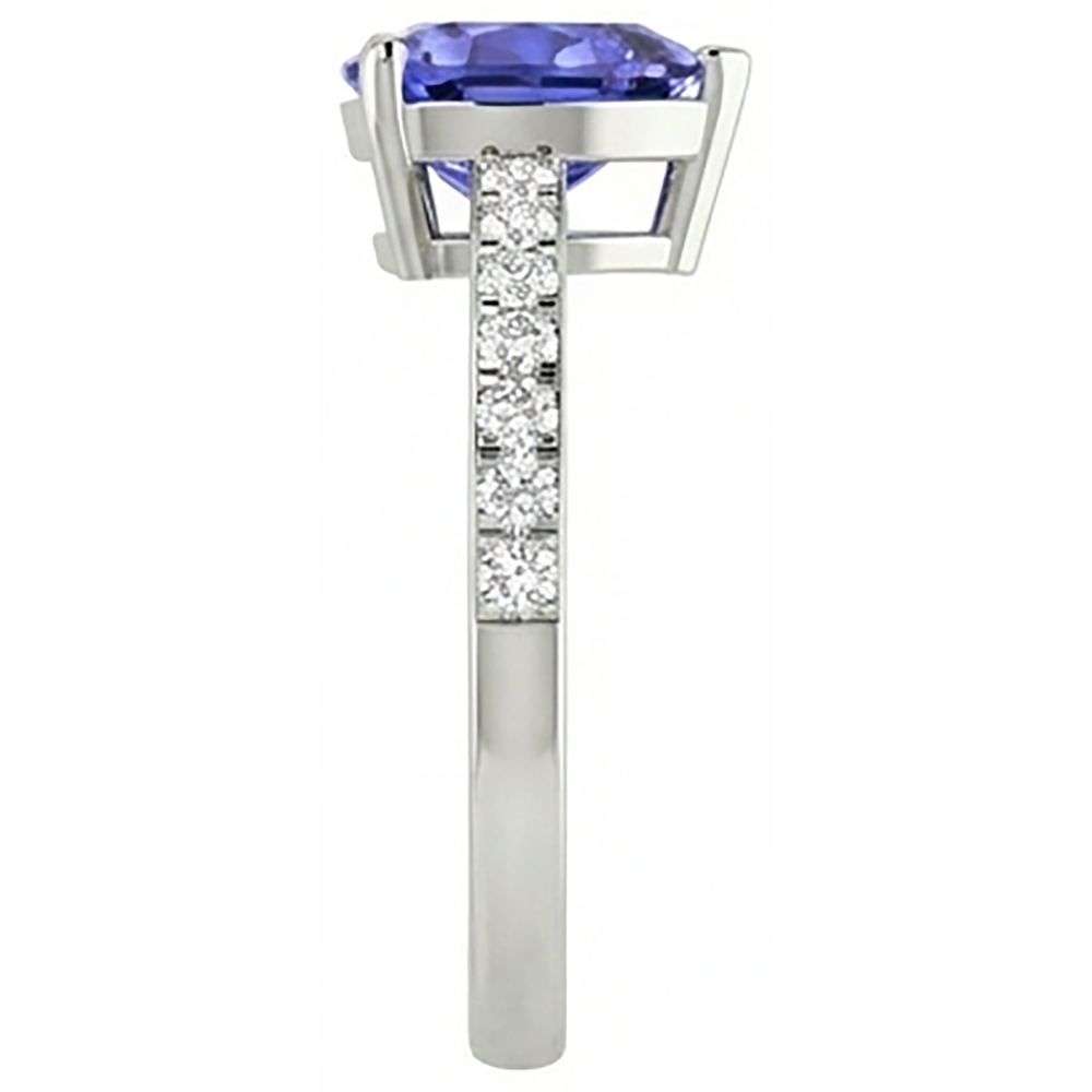 2 Karat Blauer Tansanit-Aus der Erde Abgebauter Natürlicher Diamant-Jubiläumsring im Herzschliff