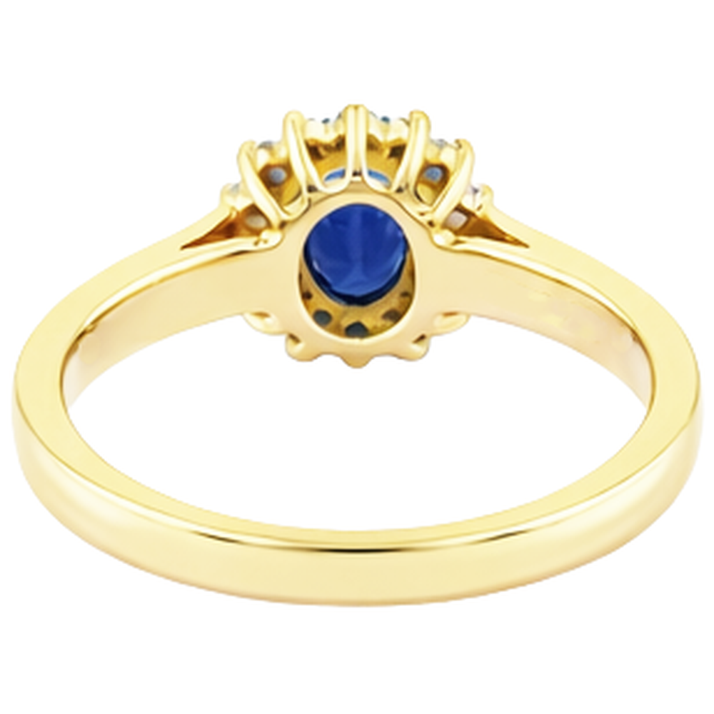 2 Karat Blauer Tansanit und Aus der Erde Abgebauter Natürlicher Diamant Ehering Gelbgold 14K
