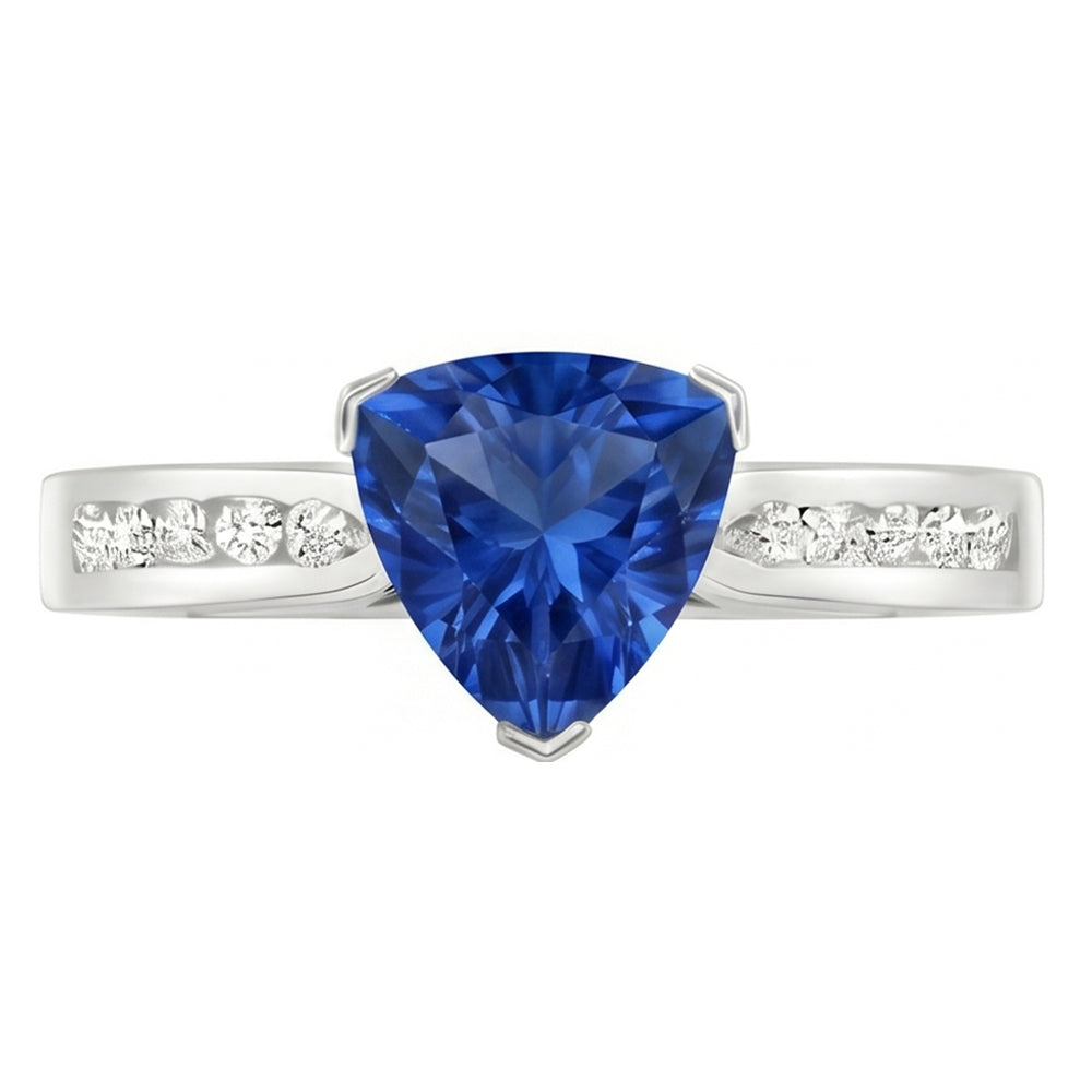 2 Karat Ceylon Saphir und Aus der Erde Abgebauter Natürlicher Diamanten Ring Weißgold 14K