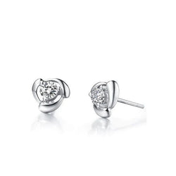 2 Karat Damen Ohrstecker mit Echt Aus der Erde Abgebauter Natürlicher Diamanten im Rundschliff