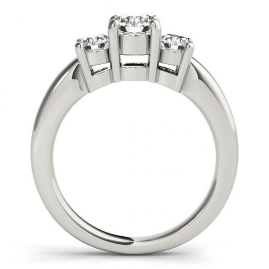2 Karat Drei-Stein-Etch Diamant-Ring im Rundschliff Weißgold 14K Neu