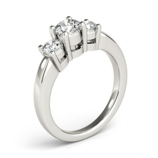 2 Karat Drei-Stein-Etch Diamant-Ring im Rundschliff Weißgold 14K Neu