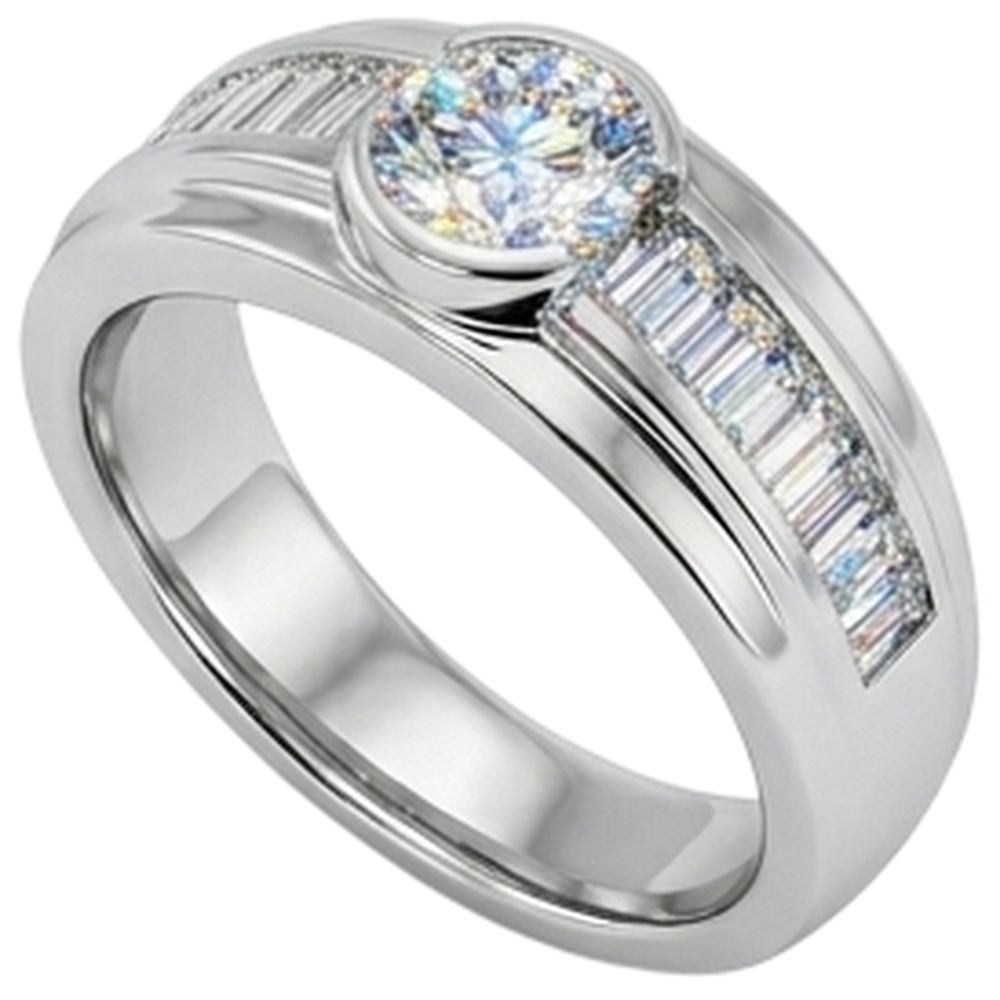 2 Karat Echt Aus der Erde Abgebauter Natürlicher Diamanten Verlobungsring Herrenband Weißgold 14K