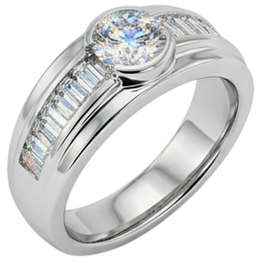 2 Karat Echt Aus der Erde Abgebauter Natürlicher Diamanten Verlobungsring Herrenband Weißgold 14K