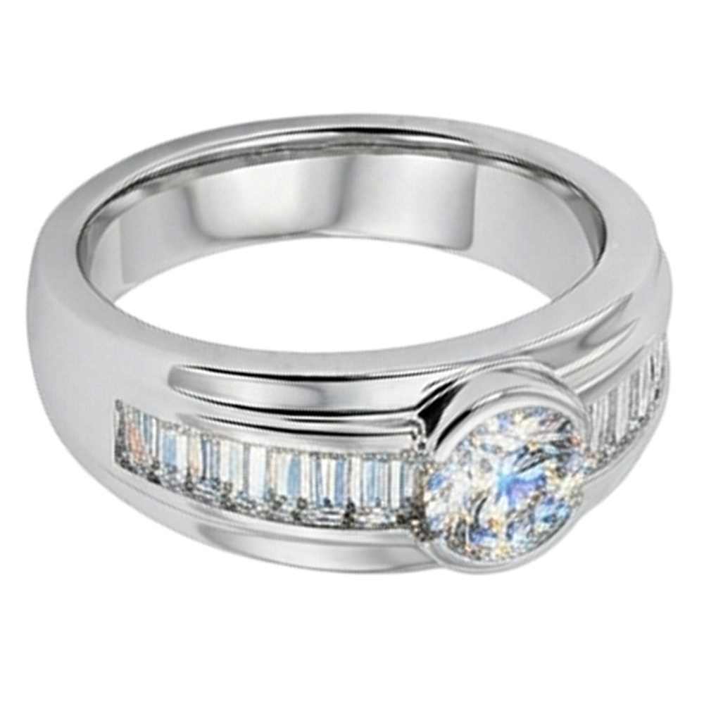 2 Karat Echt Aus der Erde Abgebauter Natürlicher Diamanten Verlobungsring Herrenband Weißgold 14K