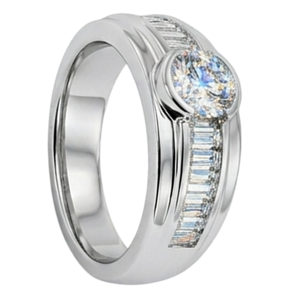 2 Karat Echt Aus der Erde Abgebauter Natürlicher Diamanten Verlobungsring Herrenband Weißgold 14K
