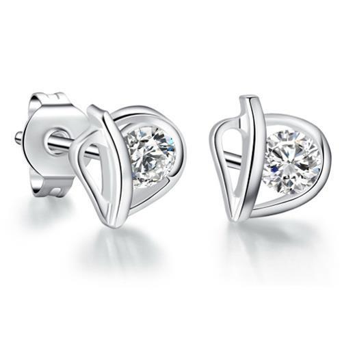 2 Karat Herz-Stil Ohrstecker Rundschliff Echt Diamanten