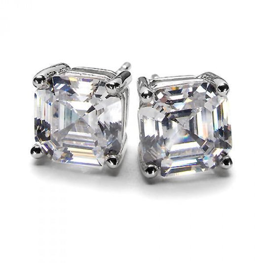 2 Karat Krappenset Asscher Cut Echt Diamant Ohrstecker 14K Weißgold