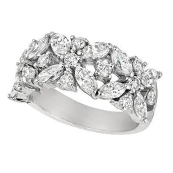 2 Karat Marquise und runder Echt Aus der Erde Abgebauter Natürlicher Diamant Verlobungsband Weißgold 14K Neu