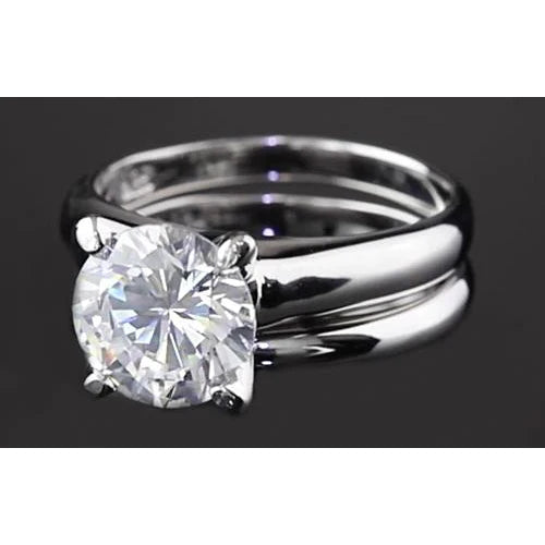 2 Karat Natürliche Diamant rundes Verlobungsring-Set 4 Krappenfassung