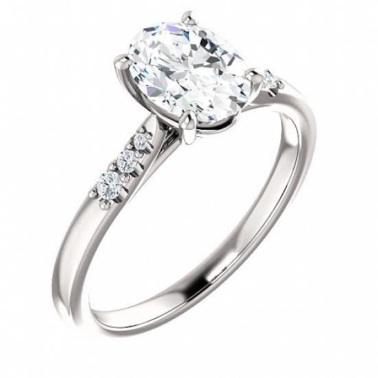 2 Karat Oval Natürliche Diamant Hochzeitstag Ring 14K Weißgold