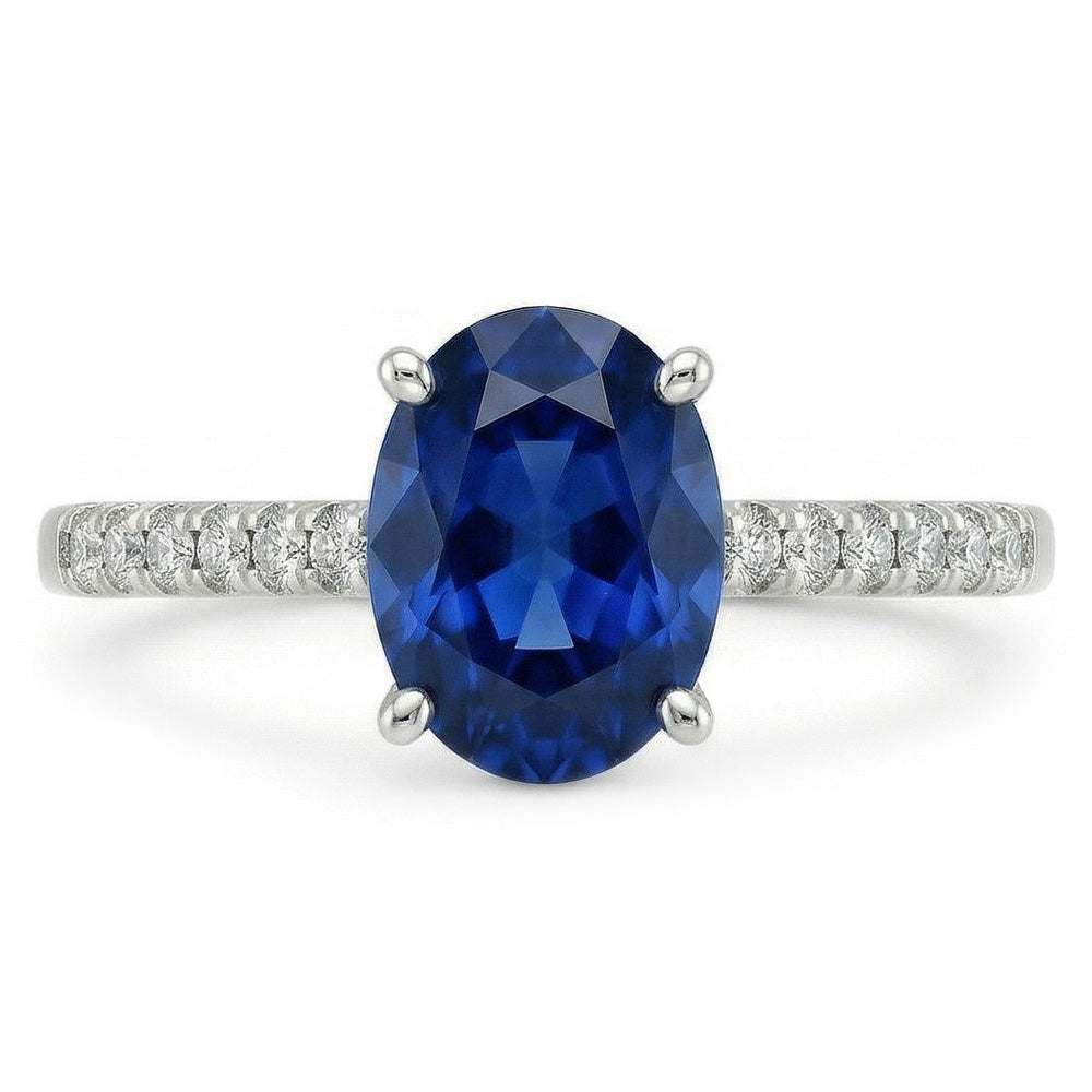 echter oval saphir 2Karat ring Seitenansicht
