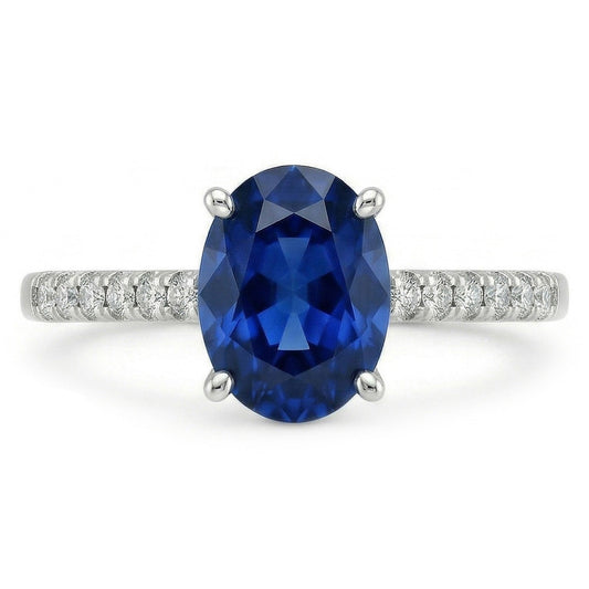 echter oval saphir 2Karat ring Seitenansicht