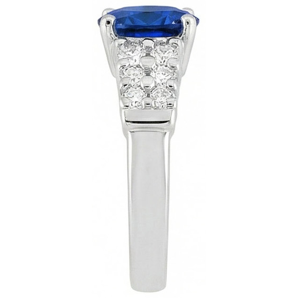 2 Karat Ovaler Schnitt Ceylon Blauer Saphir Ring Weißgold Schmuck Neu
