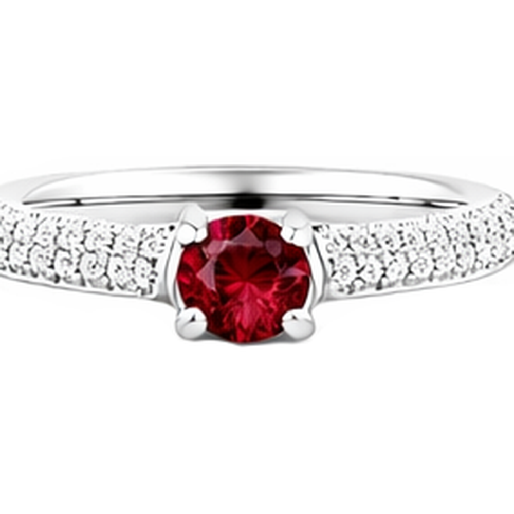 2 Karat Pave Aus der Erde Abgebauter Natürlicher Diamant Rubin Ring Weißgold 14K