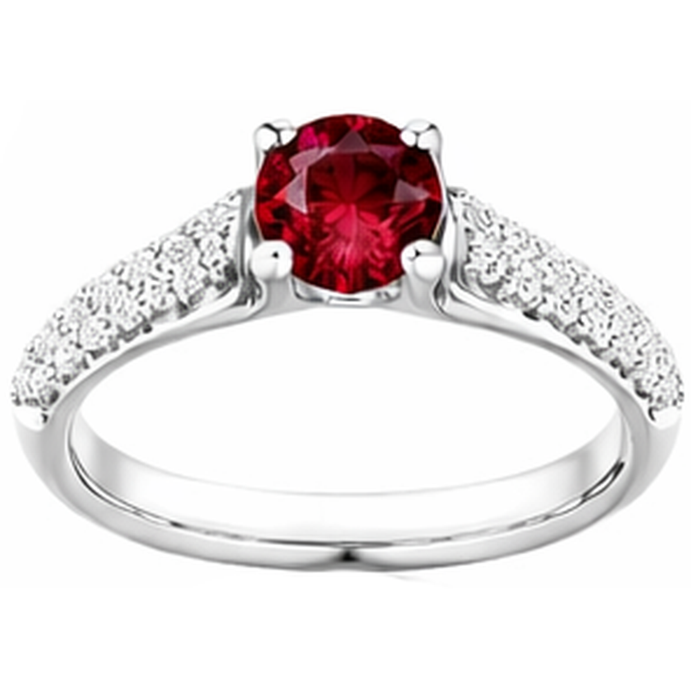 2 Karat Pave Aus der Erde Abgebauter Natürlicher Diamant Rubin Ring Weißgold 14K