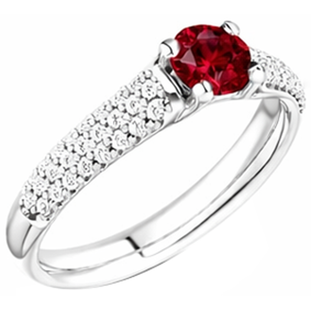 2 Karat Pave Aus der Erde Abgebauter Natürlicher Diamant Rubin Ring Weißgold 14K