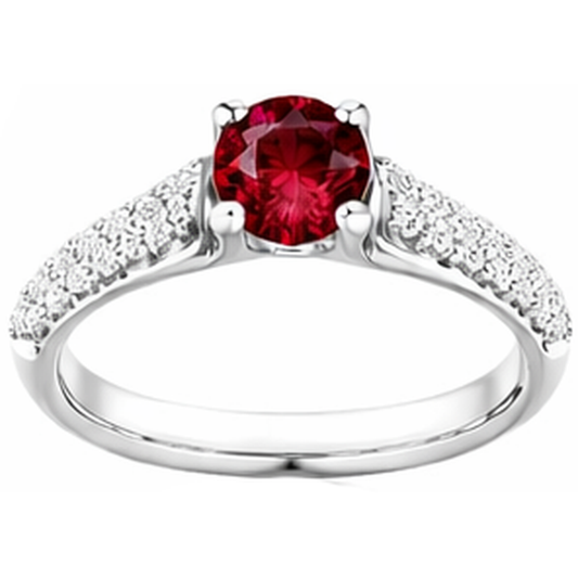 2 Karat Pave Aus der Erde Abgebauter Natürlicher Diamant Rubin Ring Weißgold 14K