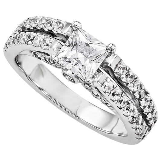 2 Karat Prinzessinnenschnitt Echt Aus der Erde Abgebauter Natürlicher Diamant-Verlobungsring Weißgold 14K Schmuck
