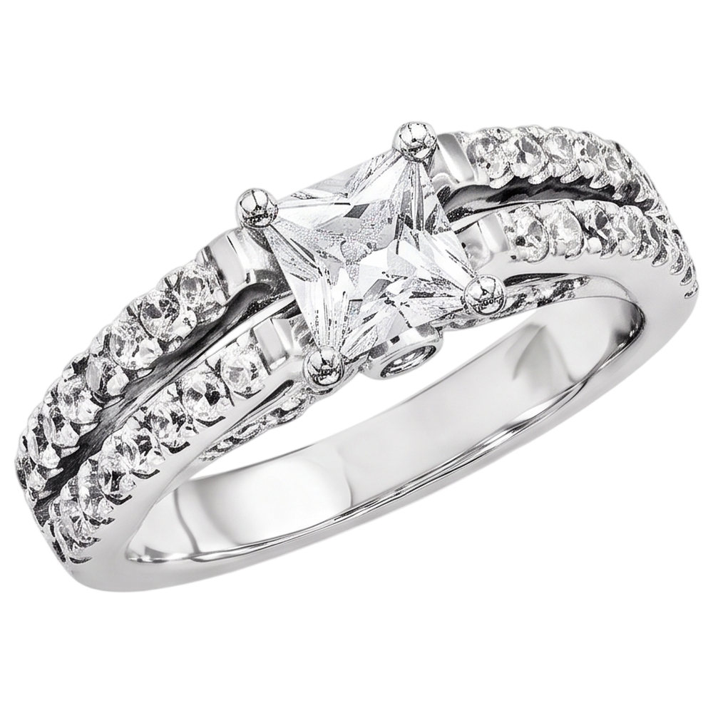 2 Karat Prinzessinnenschnitt Echt Aus der Erde Abgebauter Natürlicher Diamant-Verlobungsring Weißgold 14K Schmuck