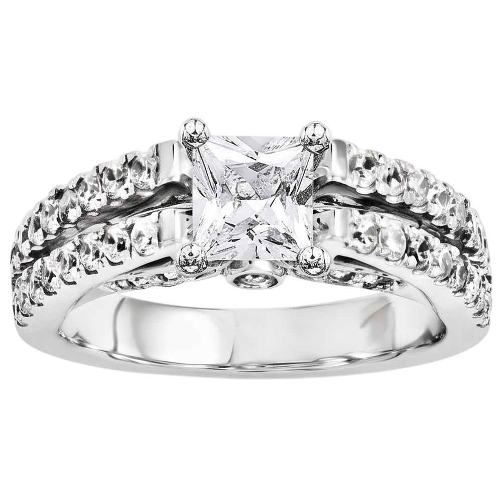 2 Karat Prinzessinnenschnitt Echt Aus der Erde Abgebauter Natürlicher Diamant-Verlobungsring Weißgold 14K Schmuck