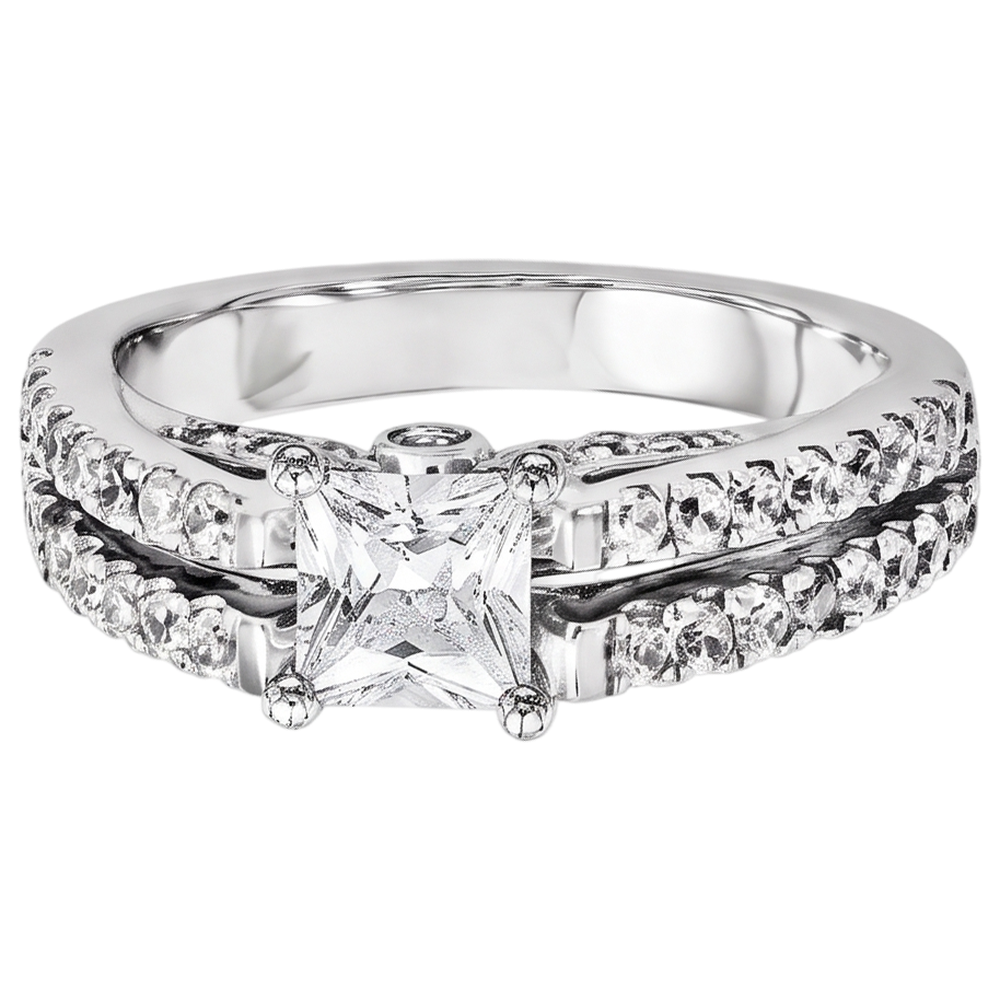 2 Karat Prinzessinnenschnitt Echt Aus der Erde Abgebauter Natürlicher Diamant-Verlobungsring Weißgold 14K Schmuck