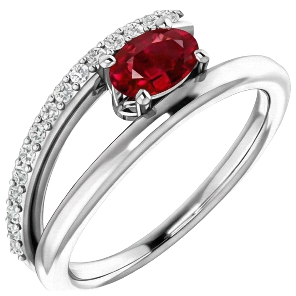 2 Karat Roter Rubin Mit Aus der Erde Abgebauter Natürlicher Diamanten Ring Weißgold 14K