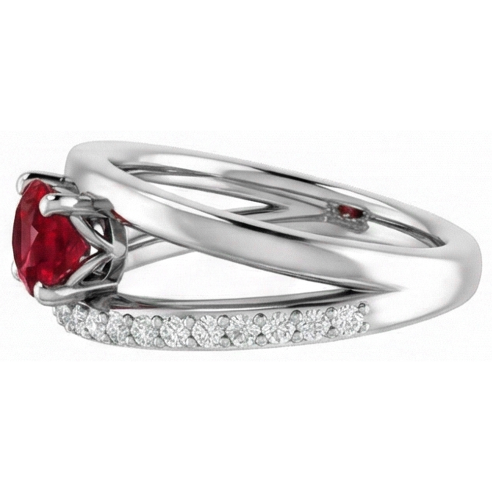 2 Karat Roter Rubin Mit Aus der Erde Abgebauter Natürlicher Diamanten Ring Weißgold 14K