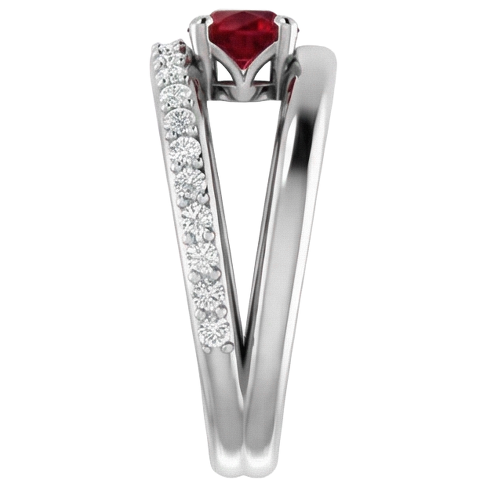 2 Karat Roter Rubin Mit Aus der Erde Abgebauter Natürlicher Diamanten Ring Weißgold 14K