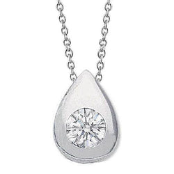 2 Karat Runde Tropfenform Echt Aus der Erde Abgebauter Natürlicher Diamant Anhänger Halskette Gold Weiß 14K